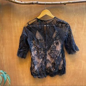 Storia lace overlay black top